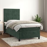 Maison Chic Box spring postelja - Vzmetna postelja z vzmetnico temno zelena 90x200 cm žamet SL19611, (21891542) | Shoptok.si