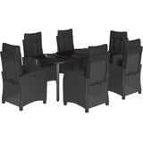  7-dijelni vrtni blagovaonski set s jastucima crni od poliratana | shoptok.hr