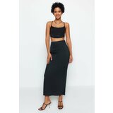 Trendyol Black Maxi High Waist Flexible Knitted Skirt Cene