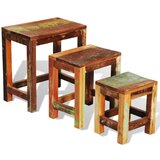  3-dijelni set uklapajućih stolića starinski obnovljeno drvo | shoptok.hr