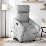 vidaXL Masažni naslanjač s funkcijo vstajanja svetlo sivo blago | Shoptok.si