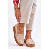 Kesi Women's leather espadrilles on a wedge Beige and gold Hadlee