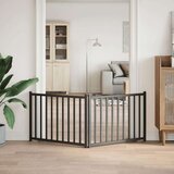 vidaXL Vrata za pse sklopiva 2 panela crna 160 cm od masivna jelovina | shoptok.hr