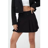 Laluvia Black Double Pleated Side Flap Skirt