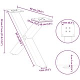  Noge za stolić X-oblika 2 kom prirodni čelik 60x(30-31)cm čelik | shoptok.hr