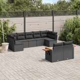Maison Chic Seti vrtnega pohištva - Vrtna garnitura - Vrtni pohištvo set 9-delna z blazinami črn poli ratan, (21798137) | Shoptok.si