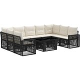  Sjedeća garnitura za vrt 10 kom. Crna i krem-bijela poliratan 100 x 55 x 73 cm | shoptok.hr
