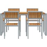 vidaXL set za objedovanje od 5 dijelova od masivnog drva akacije i metala | shoptok.hr