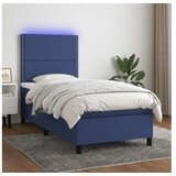  Krevet box spring s madracem LED plavi 90x200 cm od tkanine | shoptok.hr