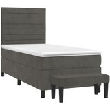 Box spring krevet s madracem tamnosivi 90x200 cm baršunasti | shoptok.hr