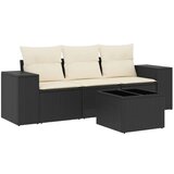 vidaXL Vrtna sedežna garnitura 4-delna z blazinami črna poli ratan, (21088466) | Shoptok.si