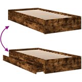 vidaXL Posteljni okvir s predali dimljen hrast 90x190 cm inž. les | Shoptok.si