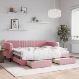  The Living Store Izvlečna dnevna postelja s predali roza 80x200 cm žamet - Izvlečna Dnevna Postelja, (21493052) | Shoptok.si