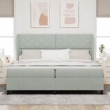  Box Spring postelja z vzmetnico svetlo siva 200x200 cm žamet, (22051158) | Shoptok.si