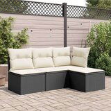 vidaXL Vrtni tabure s jastukom crni 55 x 55 x 37 cm od poliratana | shoptok.hr
