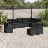 vidaXL 10-dijelni set vrtnih sofa s jastucima crni od poliratana | shoptok.hr