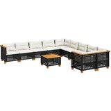  11-dijelni set vrtnih sofa od poliratana s jastucima crni Crna 55 x 55 x 36 cm | shoptok.hr
