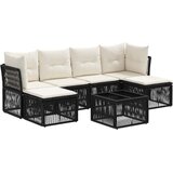 vidaXL Sjedeća garnitura za vrt 7 kom. Crna poliratan - Crna sa stolom | shoptok.hr