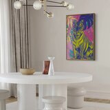  Plakat - Colorful Tiger - intense colors of a tiger surrounded by tropical plants 60x90 Zlatni okvir | shoptok.hr