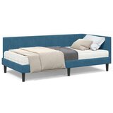 vidaXL Kutni okvir kreveta s madracem Plava 90 x 190 cm Baršun | shoptok.hr