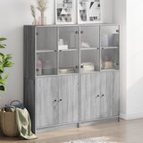 Regal za knjige s vratima boja hrasta 136x37x142 cm drveni Siva | Shoptok.si