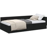  Kutni okvir kreveta s uzglavljem Crna 90 cm x 190 cm tkanina | shoptok.hr