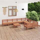 The Living Store Vrtna sedežna garnitura 10-delna medeno rjava trdna borovina - Vrtna Sedežna Garnitura, (21477523) | Shoptok.si