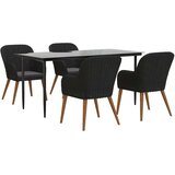  5-dijelni vrtni blagovaonski set s jastucima crni | shoptok.hr