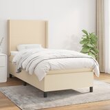 vidaXL Box spring postelja z vzmetnico krem 100x200 cm blago Cene