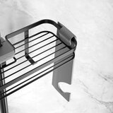Metaltex Mat črna jeklena kopalniška polica z namestitvijo brez vrtanja Lava – | Shoptok.si