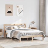 Maison Chic Posteljni okvir - Dvoposteljna postelja - Zakonska postelja z vzglavjem 140x200 cm trdna borovina, (21692376) | Shoptok.si
