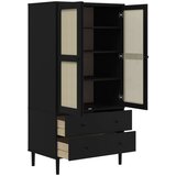  Komoda SENJA crna izgled ratana 90x55x175 cm masivna borovina | shoptok.hr
