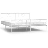 Maison Chic Kovinski Posteljni okvir - Dvoposteljna postelja - Zakonska postelja z vzglavjem in vznožjem bel 200x200 cm, (21696219) Cene