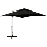  Konzolni suncobran s dvostrukim vrhom 250 x 250 cm crni | shoptok.hr