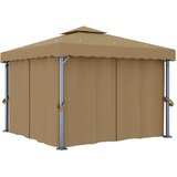 vidaXL paviljon z zaveso 3x3 m taupe aluminij | Shoptok.si