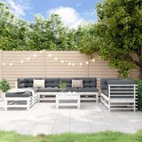Maison Chic Seti vrtnega pohištva - Vrtna garnitura - Vrtni pohištvo set 9-delna bela trdna borovina, (21798619) | Shoptok.si