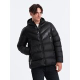 Ombre Men's winter quilted jacket of combined materials - black | shoptok.hr