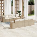 Maison Chic Seti vrtnega pohištva - Vrtna garnitura 9-delna z blazinami bež poli ratan, (21796062) | Shoptok.si