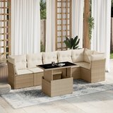 Maison Chic Seti vrtnega pohištva - Vrtna garnitura - Vrtni pohištvo set 7-delna z blazinami bež poli ratan, (21804344) | Shoptok.si