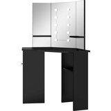 vidaXL Kutni toaletni stolić s LED svjetlom crni 111 x 54 x 141,5 cm | shoptok.hr
