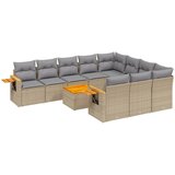 Maison Chic Seti vrtnega pohištva - Vrtna garnitura - Vrtni pohištvo set 11-delna z blazinami bež poli ratan, (21811340) | Shoptok.si