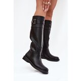 Boto Women's Flat Heeled Boots with Decorative Detail Black Arvessa | Shoptok.si