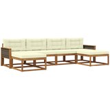 vidaXL Zunanja garnitura za sedenje z blazino 6 pcs Naravna in smetana, (5000282348) | Shoptok.si
