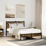 Maison Chic Kovinski Posteljni okvir - Dvoposteljna postelja - Zakonska postelja brez vzmetnice dimljen hrast 120x190cm, (21692820) | Shoptok.si