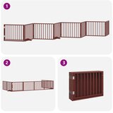  Vrata za pse s vratašcima 8 panela sklopiva 640 cm drvo topole Smeđa 80 x 60 x 2 cm | shoptok.hr