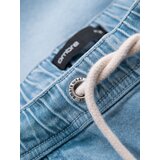 Ombre Men's shorts with elastic waistband and wash effect - light blue | ePonuda.com