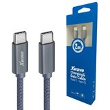 X Wave Kabl Tip-C muški na Tip-C muški 2M 3A 5Gbps,upleteni,tamno sivi | ePonuda.com