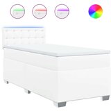 vidaXL Box spring postelja z vzmetnico bel 90x190 cm umetno usnje | Shoptok.si