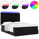  Ottoman krevet s madracima i LED diodama crni 140x200 cm baršun | shoptok.hr