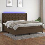 The Living Store Box spring postelja z vzmetnico LED temno rjava 200x200cm blago - Box Spring Postelja, (21517608) | Shoptok.si